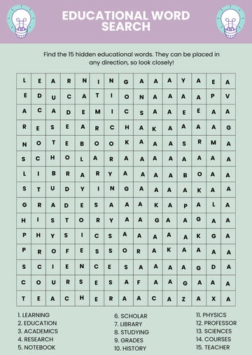 Educational Word Search Template - Edit Online & Download