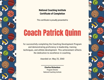 Colorful Coach Certificate of Completion Template - Edit Online & Download