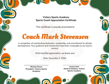 Sports Coach Appreciation Certificate Template - Edit Online & Download