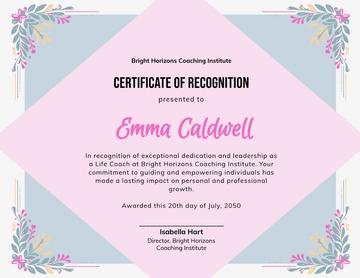 Aesthetic Life Coach Certificate Template - Edit Online & Download