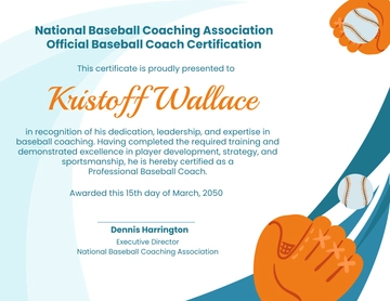 Baseball Coach Certificate Template - Edit Online & Download