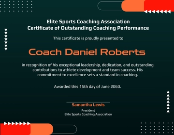 Coach Certificate for Outstanding Performance Template - Edit Online & Download