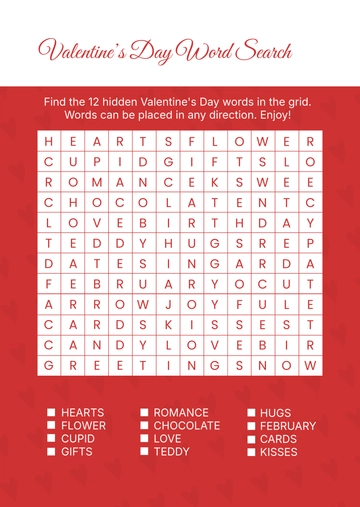 Valentine's Day Word Search Template - Edit Online & Download