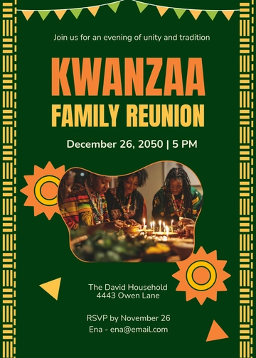 2Kwanzaa Family Reunion Invitation Template - Edit Online & Download 2Kwanzaa Family Reunion Invitation Template - Edit Online & Download