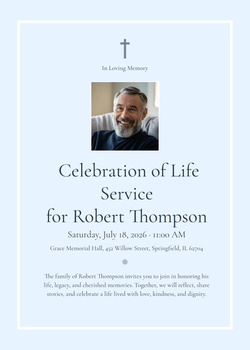 Free Professional Loving Memory Celebration of Life Invitation Template to Edit Online