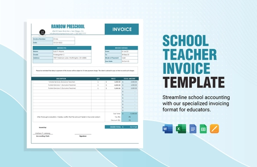School Teacher Invoice Template