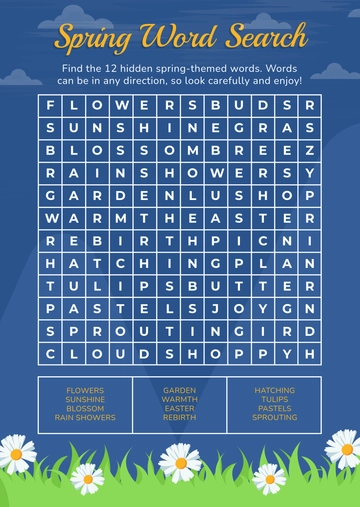 Spring Word Search Worksheet Template - Edit Online & Download