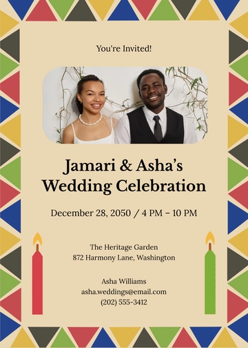 Professional Kwanzaa Wedding Invitation Template - Edit Online & Download Professional Kwanzaa Wedding Invitation Template - Edit Online & Download