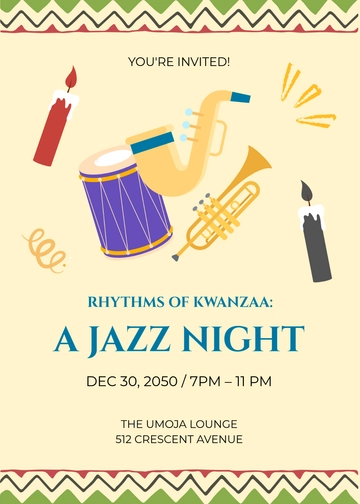 Kwanzaa Jazz Night Invitation Template - Edit Online & Download Kwanzaa Jazz Night Invitation Template - Edit Online & Download
