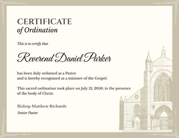 Church Pastor Ordination Certificate Template - Edit Online & Download