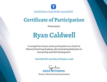 Coach Certificate of Participation Template - Edit Online & Download