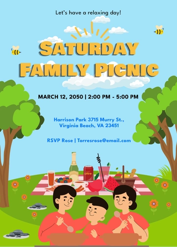 Colorful Family Picnic Invitation Template - Edit Online & Download
