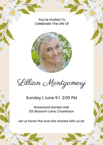 Floral Celebration of Life Invitation Design Template - Edit Online & Download