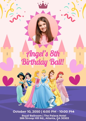 Colorful Disney Princess Invitation Template - Edit Online & Download