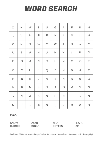 Free White Word Search Template to Edit Online
