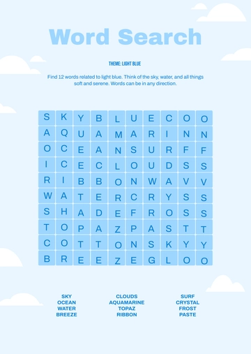 Light Blue Word Search Template - Edit Online & Download