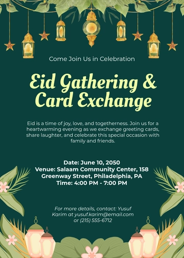Eid Greeting Card Invitation Template - Download | Template.net