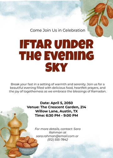 Watercolor Iftar Invitation Template - Download | Template.net