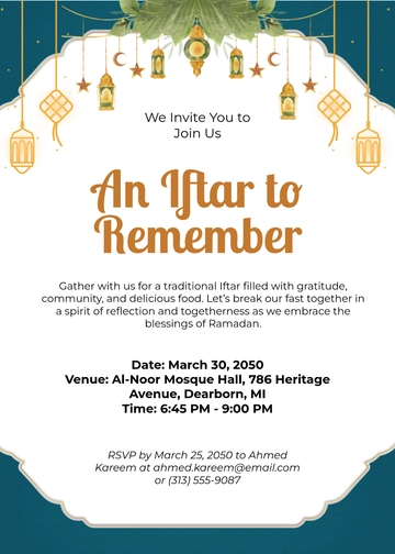 Traditional Iftar Invitation Template - Download | Template.net