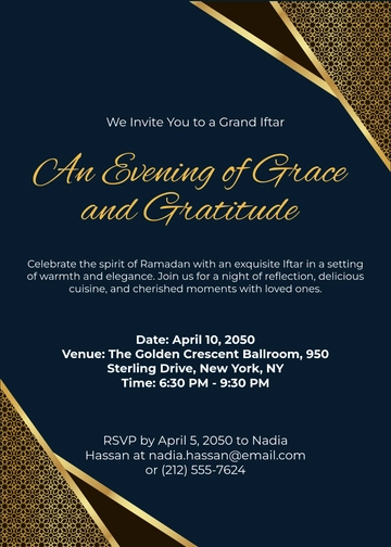Luxe Gold Iftar Invitation Template - Download | Template.net