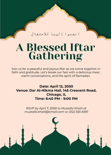 Arabic Calligraphy Iftar Invitation Template - Download | Template.net