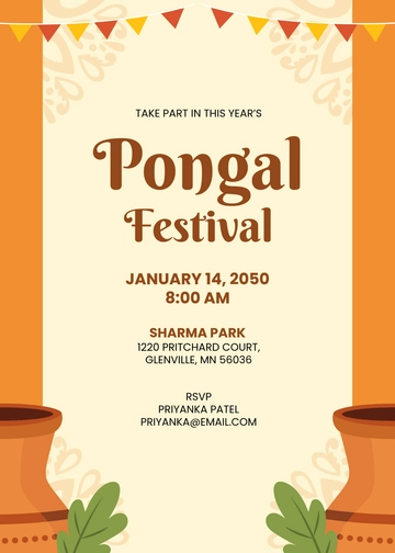 Orange Yellow Pongal Festival Invitation Template - Edit Online & Download Orange Yellow Pongal Festival Invitation Template - Edit Online & Download