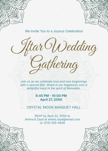 Modern Iftar Wedding Invitation Template - Edit Online & Download