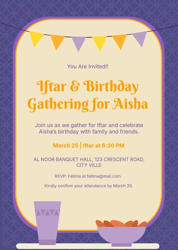 Creative Iftar Birthday Invitation Template - Edit Online & Download
