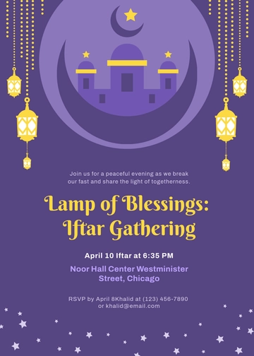 Lamp Iftar Invitation Template - Edit Online & Download
