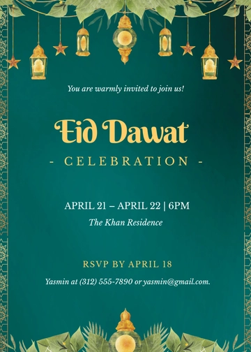 Creative Eid Dawat Invitation Template - Edit Online & Download
