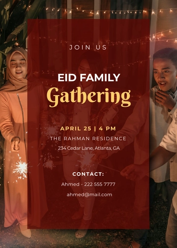 Eid Family Gathering Invitation Template - Edit Online & Download