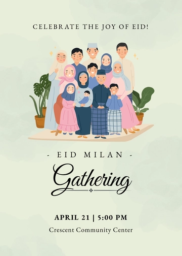 Simple Eid Milan Invitation Template - Edit Online & Download