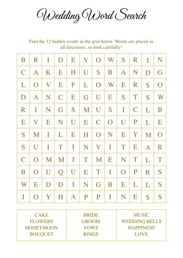 Free Wedding Word Search Template to Edit Online