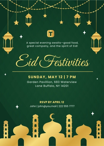 Green Eid Invitation Template - Edit Online & Download