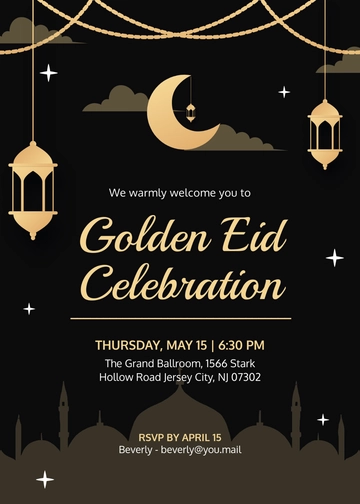 Golden Eid Invitation Template - Edit Online & Download