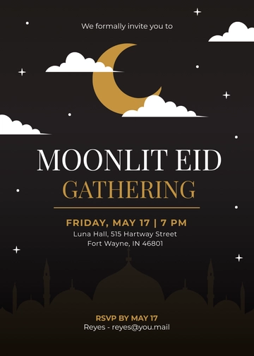 Dark-Themed Eid Invitation Template - Edit Online & Download