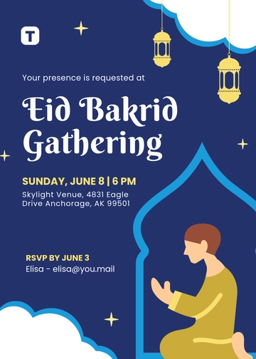 Modern Eid Bakrid Invitation Template - Edit Online & Download
