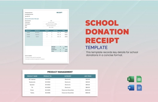 School Donation Receipt Template