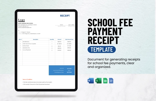 School Fee Payment Receipt Template