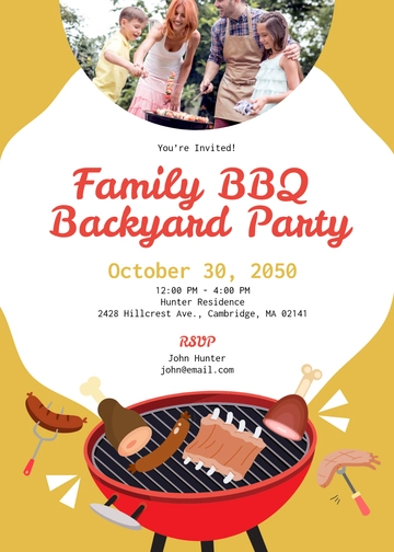 Simple Family BBQ Invitation Template - Edit Online & Download