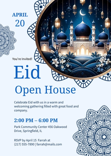 Eid Open House Invitation Template - Edit Online & Download