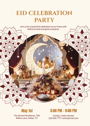 Eid Celebration Party Invitation Template - Edit Online & Download