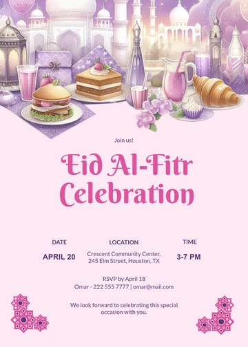 Eid Al-Fitr Mubarak Invitation Template - Edit Online & Download
