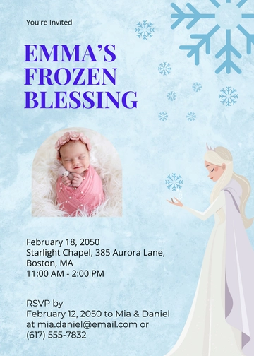 Aesthetic Frozen Christening Invitation Template - Edit Online & Download