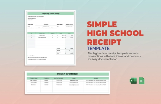 Simple High School Receipt Template
