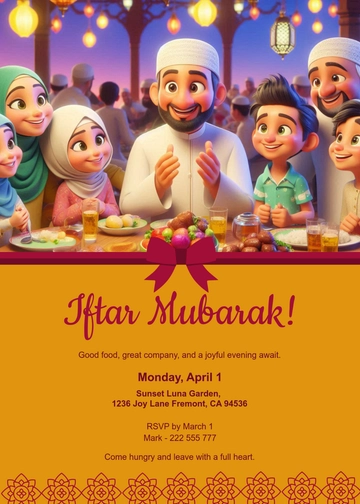 Iftar Mubarak Invitation Template - Edit Online & Download