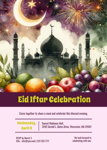 Eid Iftar Celebration Invitation Template - Edit Online & Download