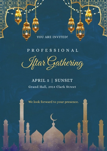 Professional Iftar Gathering Invitation Template - Edit Online & Download