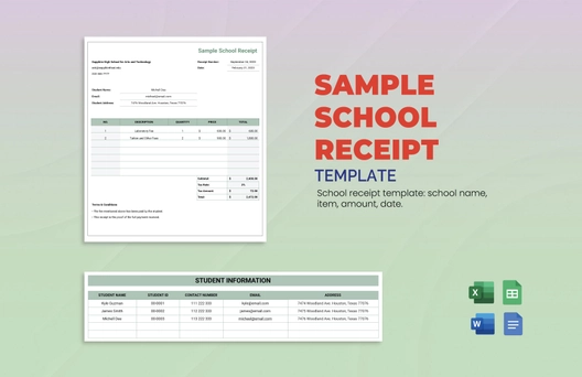 Sample School Receipt Template