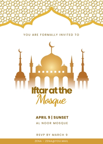 Mosque Iftar Invitation Template - Edit Online & Download